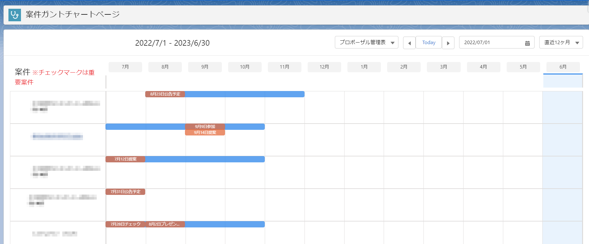 Salesforceガントチャート